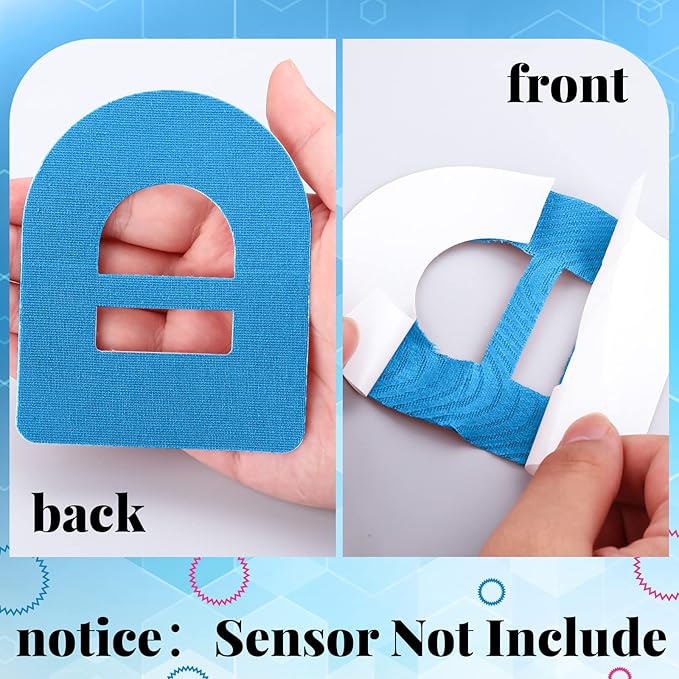 Nuanchu 50 Pieces 5 Adhesive Patches Compatible with Omnipod Waterproof & Sweatproof Pre-Cut Medical Tape Diabetic Sensor Covers Continuous Glucose Monitor Protection(Blue)