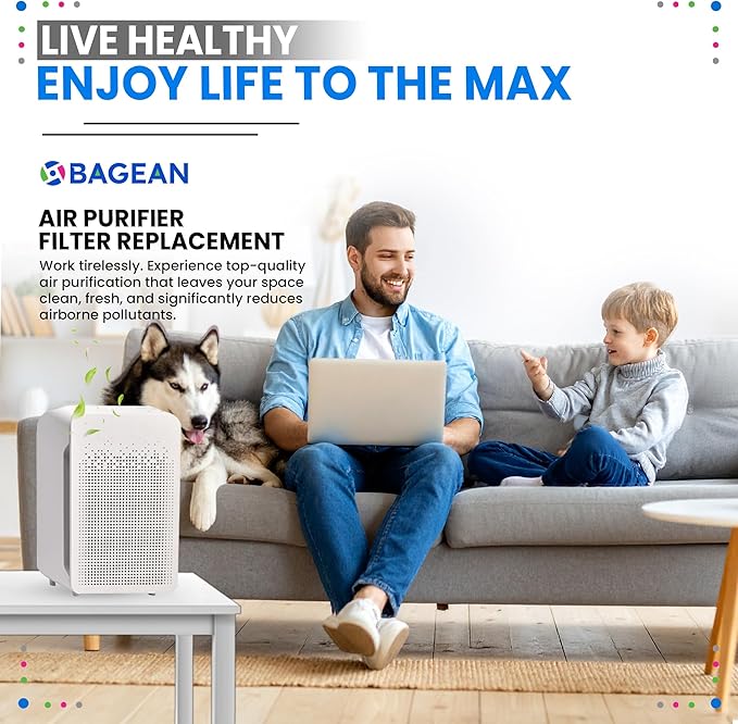 Bagean C545 HEPA Filter S Compatible with Winix Air Purifier Filter Replacement 1712-0096-00 - H13 True HEPA with Activated Carbon Filters 99.97% Particles and Purifies Air (4 HEPA)