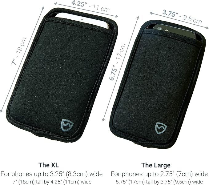 SYB Shield Your Body Anti Radiation Cell Phone Pouch, Cell Phone Sleeves for Blocking EMF, Radiation Blocker for Cell Phone, Black, XL, for Phones Up to 3.25-inches Wide (7 x 4.25 Inches Pouch Size)