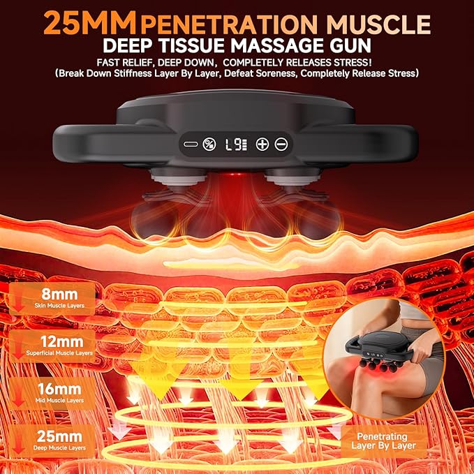 12 Head Massage Gun Deep Tissue with 9 Levels & 9 Modes,Cordless Electric Muscle Massager Tool for Back/Neck/Shoulder/Arm/Hand/Leg/Foot/Full Body Muscle Pain Relief,Ideal Gifts for Men/Women/Mum/Dad