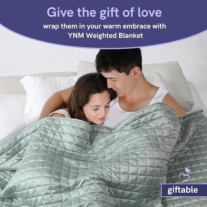 YnM Cooling Weighted Blanket for Adults, 20lbs Heavy Bed Throw Comforter with 100% PE Fabric, Ideal for Hot Sleepers or Summer Days(88x104 Inches for Queen/King Bed, 20 Pounds, Green)