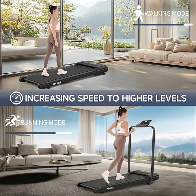 FUNMILY Upgrade Walking Pad Folding Treadmill with 12%/15% & Handle Bar, 3.5HP Foldable Under Desk Compact Treadmills for Home/Office/Gym, 400+lb Capacity, Shock Absorption