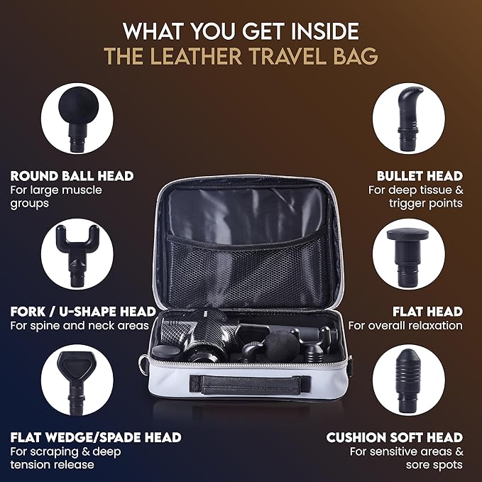 Massage Gun Gift with Carrying Case - Deep Tissue Back Massager for Pain Relief with 6 Percussion Relaxation Heads - Silent Brushless Motor, for Wife, Mother, Dad, Husband (Black)
