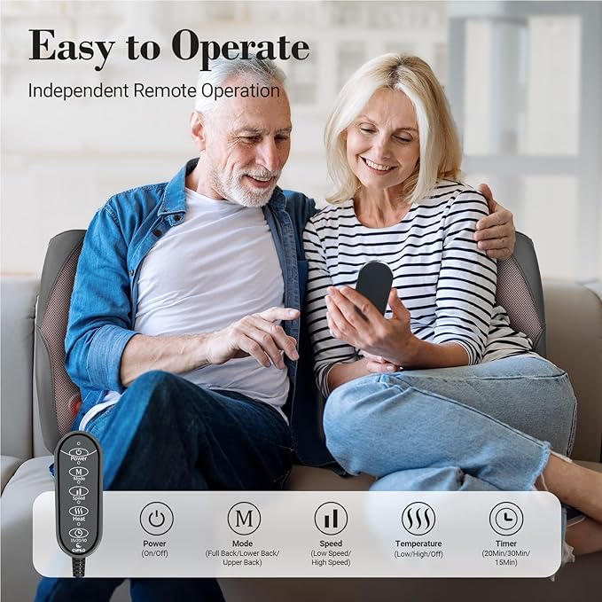 FSA Eligible HSA Back Massager for Deep Tissue Pain Relief, 4D Kneading & Rolling Up and Down Shiatsu Lower Back Massager with Heat for Birthday Gifts for Women and Men