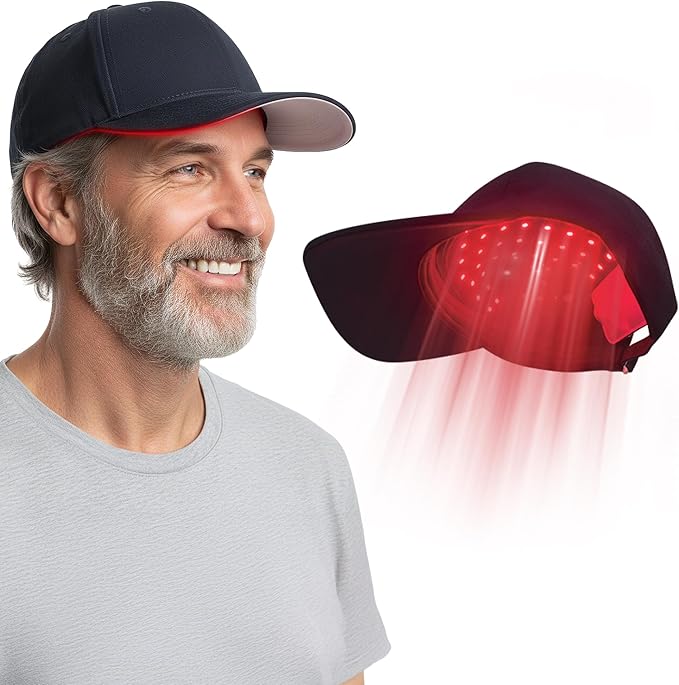 Cordless Red Light Therapy Hat/Cap for Hair & Scalp – Portable LED Hat with 4 Modes (Red, Blue, IR, Combo), Lightweight Irradiation Device for Men & Women at Home or Travel