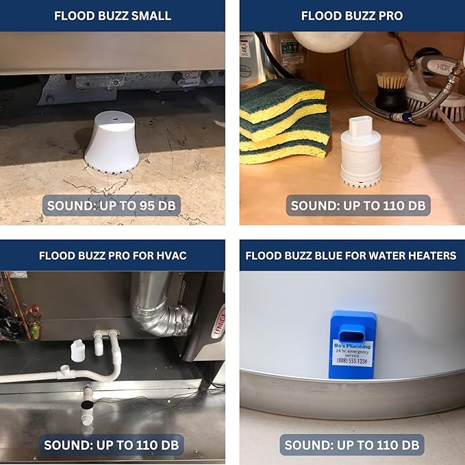 Flood Buzz Small Water Leak Alarm 12-Pack | Ready to Use, No Setup Required