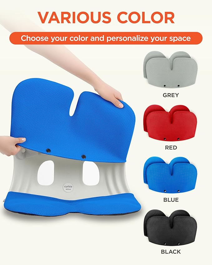 curble Grand Cover, Detachable Cover for Adult Chair, Ergonomic Chair Back Support and Lumbar Support (Blue)