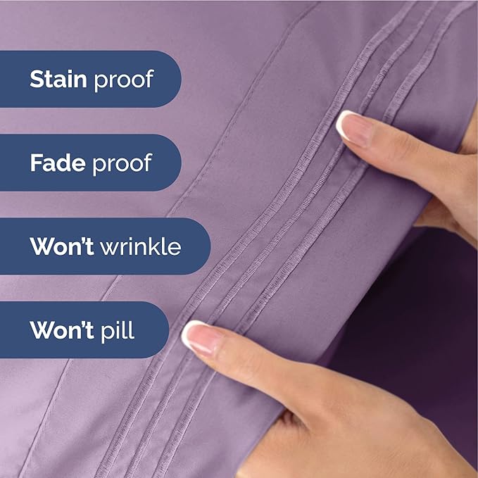 Full Size 4 Piece Sheet Set - Extra Soft, Breathable And Cooling Sheets - Hotel Luxury Durable Bed Sheets for Women & Men - Deep Pockets, Easy-Fit & Wrinkle-Free Sheets - Lilac Oeko-Tex Bed Sheet Set