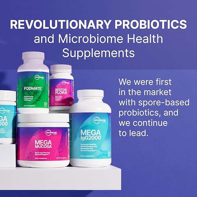 Microbiome Labs Total Gut Restoration Kit (Powder) - 3-Product Gut Health Spore Based Probiotic, Prebiotic Powder & Mucosal Immunoglobulin + Amino Acids Supplement for Immune, GI & Digestive Health