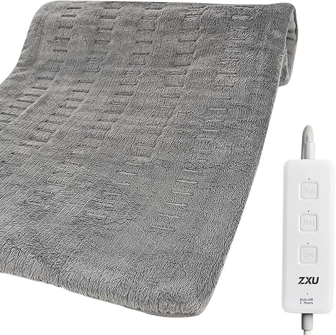 ZXU Heating Pad for Back Pain and Cramps Relief, 12” x 24” Ultra Soft Hot Heated Pad with Moist Heat and Auto Shut-Off for Neck, Shoulder, Machine Washable
