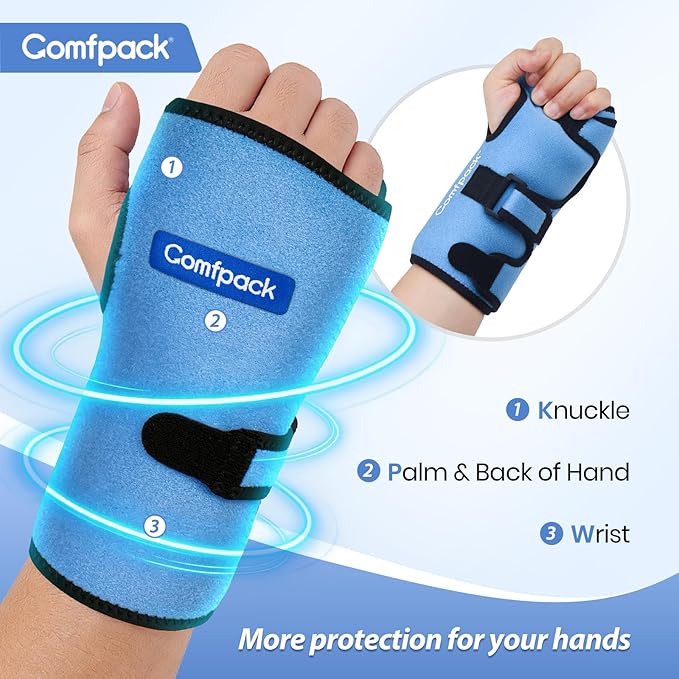 Wrist Ice Pack Wrap Wrist Brace Compression Sleeve for Carpal Tunnel Relief, 2 Gel Ice Packs for Injuries Reusable, Hot Cold Therapy for Sprain, Hand Surgery, Gifts for Men Women