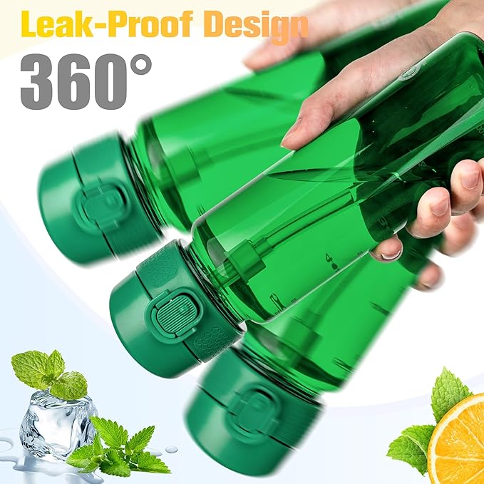GOPPUS 17oz Kids Water Bottle for School -Straw, Leak-Proof Tritan Sports Bottle Time Marker Reusable for Girls Boys