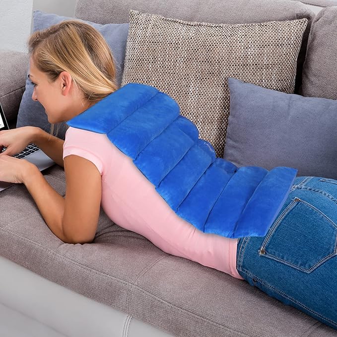 Atsuwell Large Microwave Heating Pad for Back, 22 x 13 '' Full Back Heat Pad Microwavable with Warm and Cold Compression, Reusable Microwavable Heating Pads for Neck Shoulder, Blue