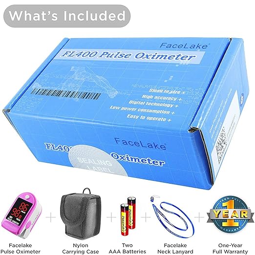 ® FL400P Pulse Oximeter with Carrying Case, Batteries, Neck/Wrist Cord - Pink