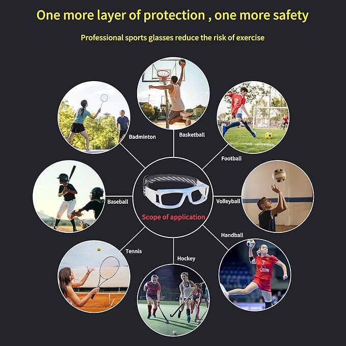 Sport Glasses for Men Women Basketball Football Sport Goggles Anti Fog Shock Collision Wearable Glasses