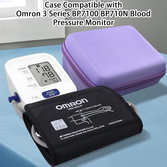 co2CREA Hard Case for Omron 3 Series Omron M2 Classic Upper Arm Blood Pressure Monitor BP7100 BP710N HEM-7120 Hem-7121 HEM-7124, Portable Travel Case Replacement, Purple