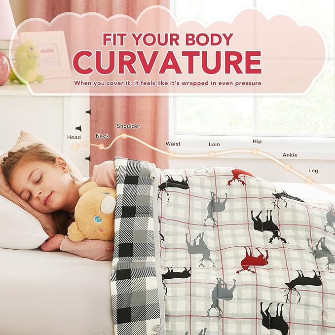 CuteKing Weighted Blanket - Weighted Blanket with Premium Glass Beads - Breathable Heavy Blanket for Comfortable Rest - Soft Thick Blanket All-Season(7lbs, 40"x60", Deer)