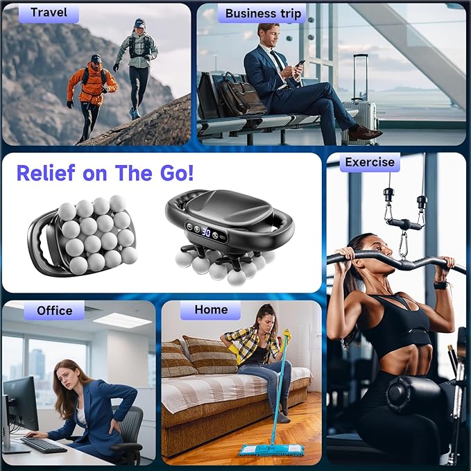 16 Head Mini Massage Gun, 3 Modes and 30 Intensities, Upgraded Deep Tissue Massage Gun for Back, Shoulders, Legs, Body Muscle Pain Relief, Compact and Portable Gift for Men, Women