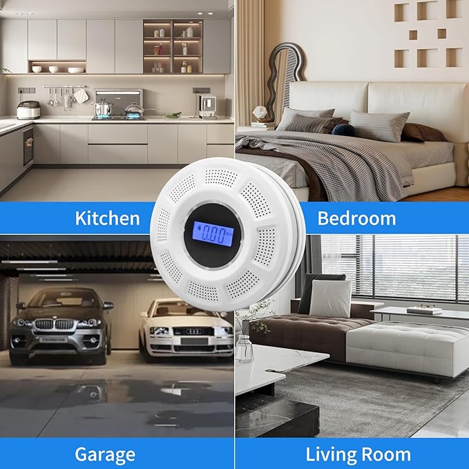 Smoke and Carbon Monoxide Detector, 2-in-1 Photoelectric Carbon Monoxide Detectors Smoke Alarm with LED Indicator, Easy Installation for Home, Bedroom, RV, Garage