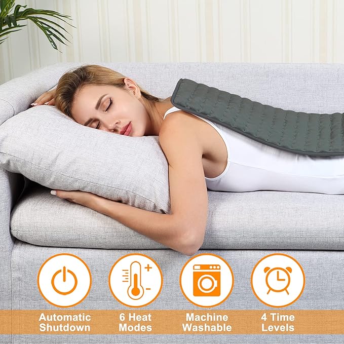 24"X20" Electric Heating pad with 6 Heat Settings, Auto Shut Off, Dark Gray Dry Electric Heating for Back Neck Knee Arms Legs Shoulder Heat Pads for Christmas Birthday Father's Day Mother's Day