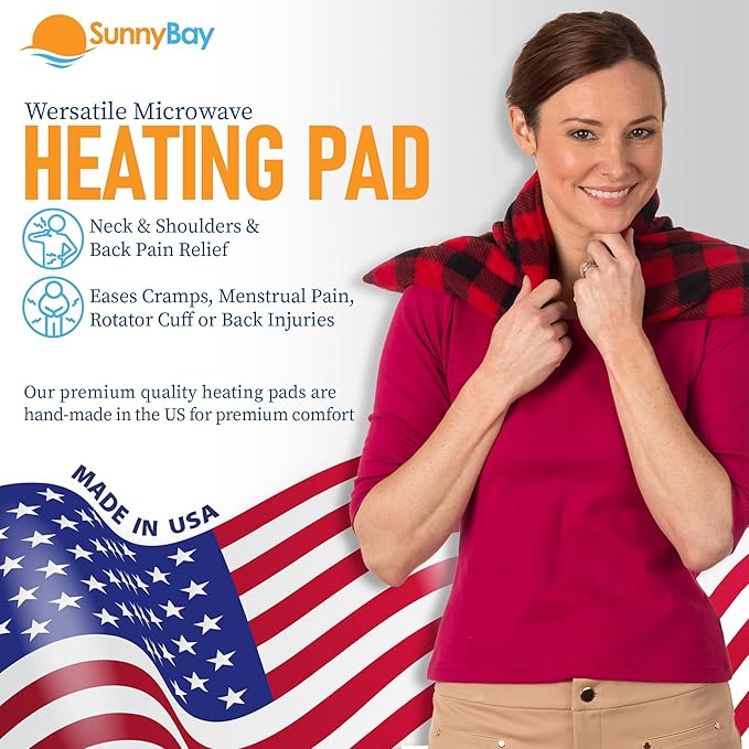 SunnyBay Extra Large Microwave Heating Pad, Microwavable Heavy Weighted Full Body Moist Hot Pack and Washable Fleece Cover, 10x24 Inches, 2.8 lbs, Buffalo