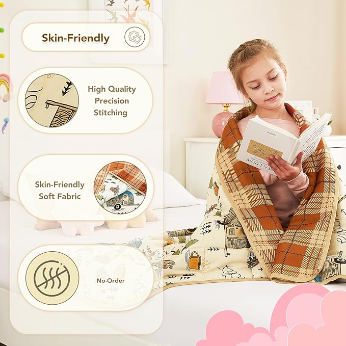 CuteKing Weighted Blanket - Weighted Blanket with Premium Glass Beads - Breathable Heavy Blanket for Comfortable Rest - Thick Blanket All Season(7lbs, 40"x60", Camping)