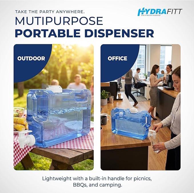 Refrigerator Water Dispenser 1.1 Gallon – Leak-Proof Slim Fridge Water Container with Spigot – BPA-Free Refillable Water Jug (Dark Blue)