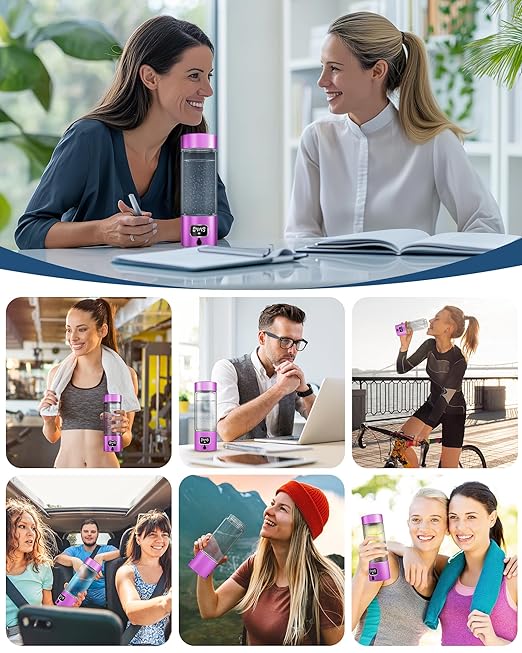 Hydrogen Water Bottle - Portable Rechargeable Water Bottle with LED Timer, Aluminum and Glass, 5000 PPB Hydrogen Production, Gift for Husband Wife Father Friend Client (Purple, 11.6Oz)
