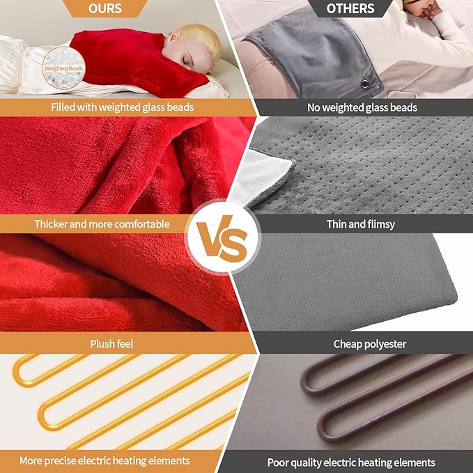 Heating Pad for Neck and Shoulders and Back,Weighted Neck Heating Pads for Back Pain Relief, Shoulder Heating Pad with 4 Heat Settings, Auto-Off, Christmas Gifts for Women Men Mom Dad,19'' x 22'', Red