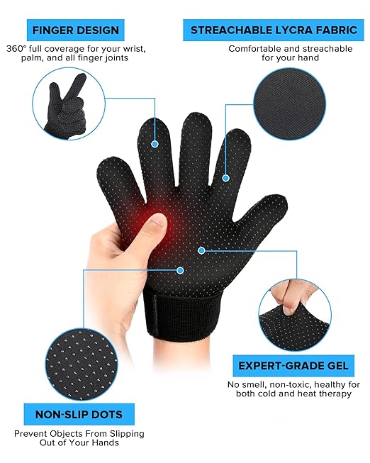 Product Image Full Finger Arthritis Ice Glove for Men&Women and 2Pack Gel Cooling Eye Mask, Reusable Cold Eye Masks for Sleep Hot&Cold Therapy Compress Ice Pads for Puffiness