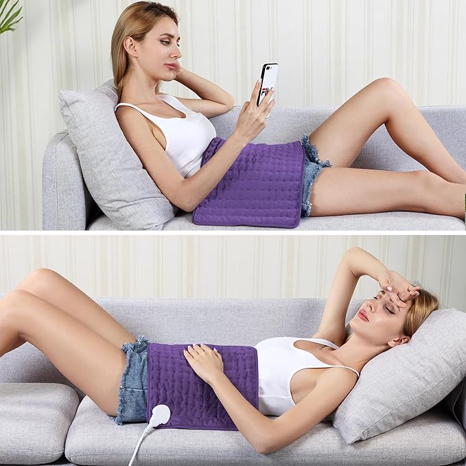 Electric Heating pad with 6 Heat Settings, Auto Shut Off, Dry Electric Heating for Back Neck Knee Arms Legs Shoulder Heat Pads for Christmas Birthday Father's Day Mother's Day (24"X12", Dark Purple)