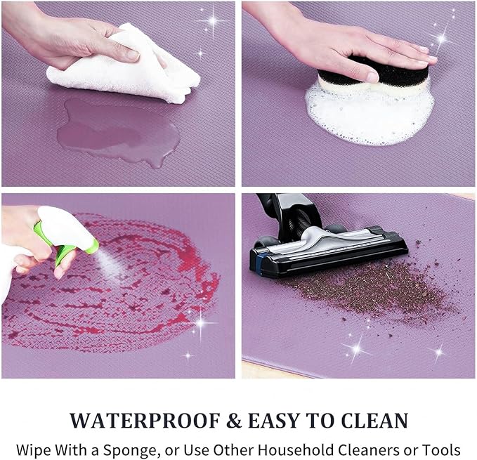 AUTODECO Set of 2 Kitchen Mat and Rugs Washable Cushioned Anti-Fatigue Kitchen Rug for Floor 17"x59" +17"x59", Lightpurple