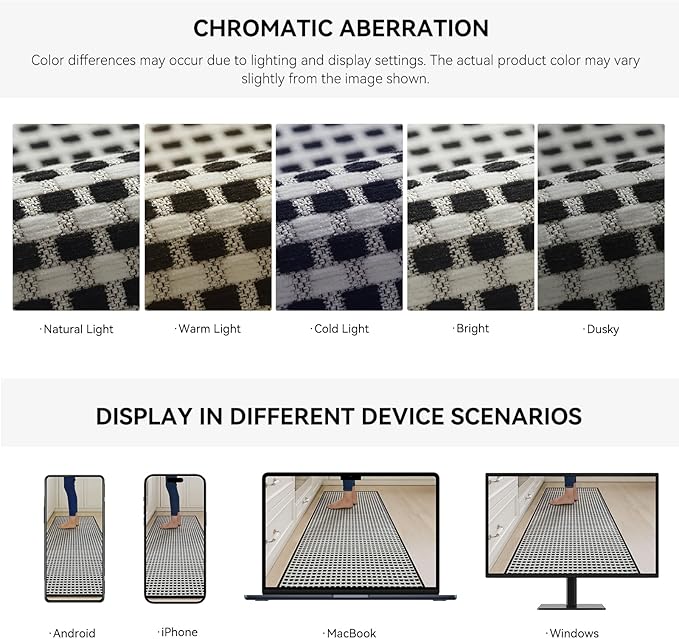 Long Kitchen Runner Rugs Kitchen Mat Non Slip Washable, Super Absorbent Soft Chenille Braided Kitchen Mats for Floor, Rubber Backing Kitchen Floor Sink Standing Mat, Easy Clean, Black 24"x71"