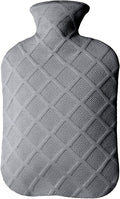 Hot Water Bottle with Soft Cover, 2L Hot Water Bag, Hot and Cold Therapies for Sore Muscles, Menstrual Cramps, Neck and Shoulder Pain Relief, Great for Women, Childs, Gray