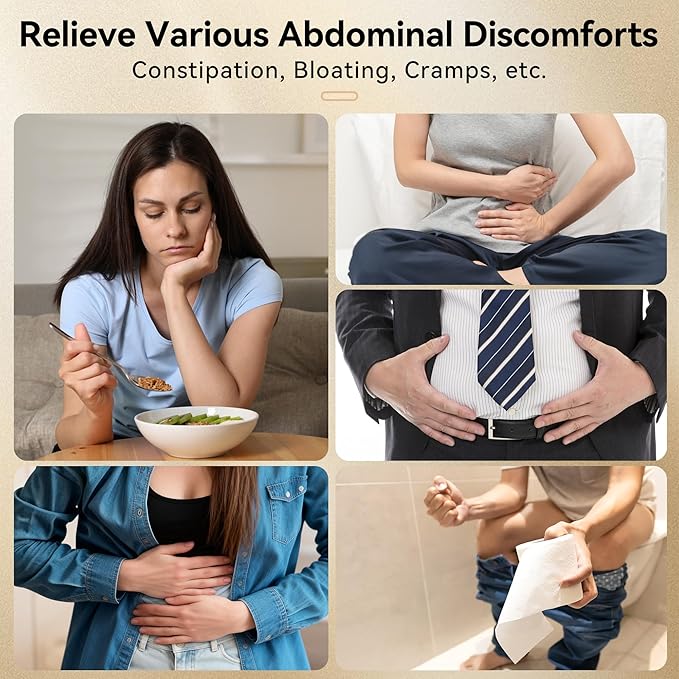 Bian-Stone Abdominal Massager with Heat - Dual Disc Electric Belly Fat Machine for Period Pain & Bloating Relief, Stomach Massager to Aid Digestion & Gas, Constipation Comfort