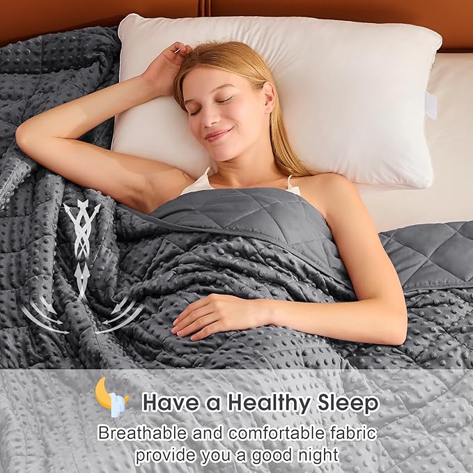 Grey Weighted Blanket for Adults 20lbs, 48"x72", Twin Full Size Cooling Minky Heavy Throw Blanket for 130-220lbs, Soft Winter Thick Big Blankets Weighted Comforter Gift for Sleeping