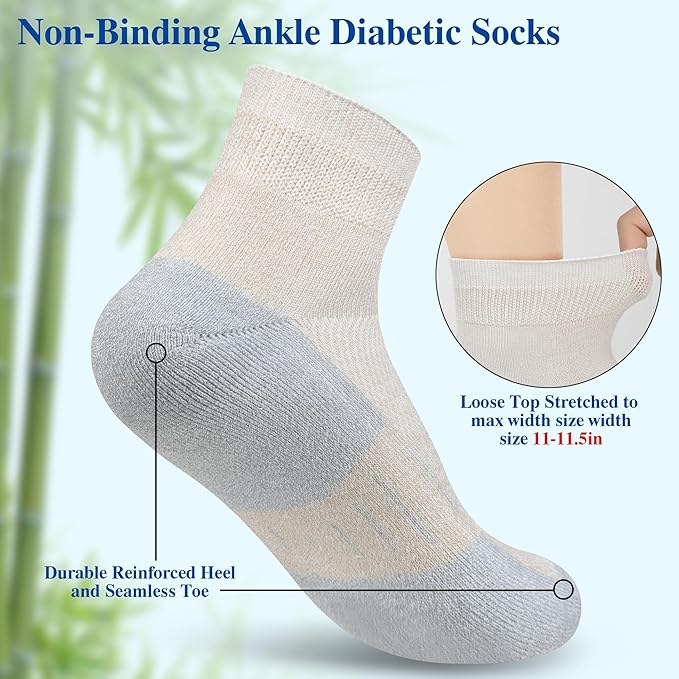 Diabetic Socks for Men,6 Pairs Ankle Mens Diabetic Socks,Diabetic Neuropathy Socks for Men Size 9-11/10-13/13-15.