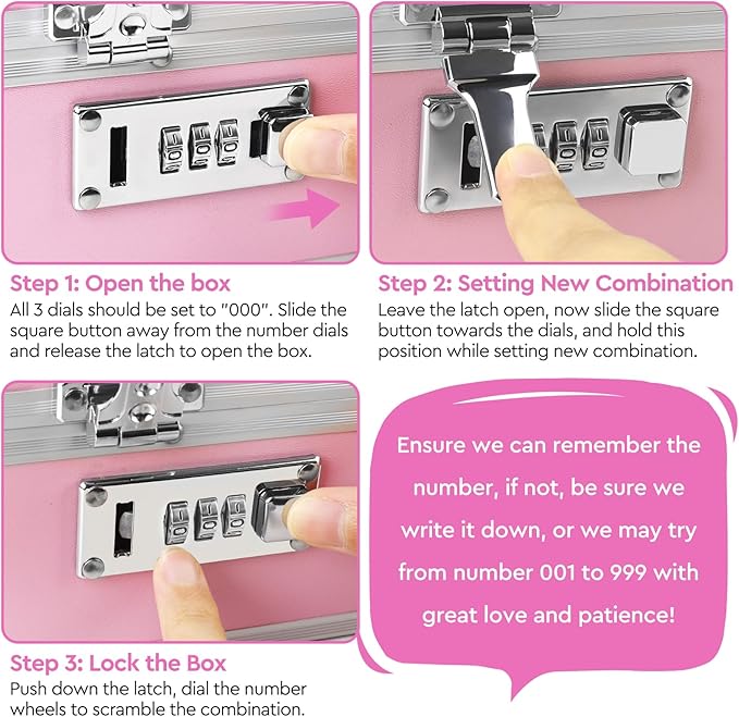 Travel Smell Proof Safe Locking Box With 6 PCS Accessories, Premium Medicine Organizers Case, Childproof Pill Box Organizer, Lock box for Valuables, Pink
