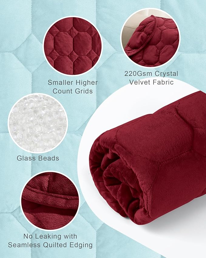Cottonblue Weighted Lap Blanket Pad 7 lbs 29" x 24", Cozy Luxury Crystal Velvet Weighted Blanket for Adults, Small Weighted Blanket Throw All Season for Travel Relaxation Sleeping, Red Heavy Blanket