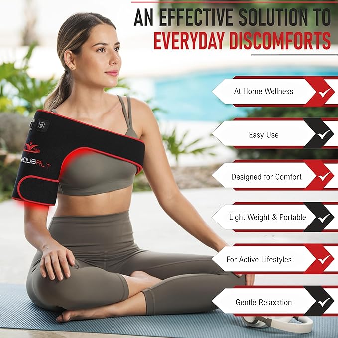 LuminousRLT Red Light Shoulder Wrap – Flexible LED Light Device with Red & Near-Infrared LEDs (660nm & 850nm), 192 LEDs, Auto Shut-Off, Adjustable Fit