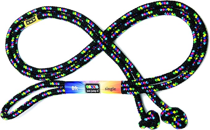 Just Jump It 8' Foot Single Jump Rope for Kids Women and Men - Active Outdoor Youth Fitness Excersing Equipment - Braided Nylon Gym Accessories