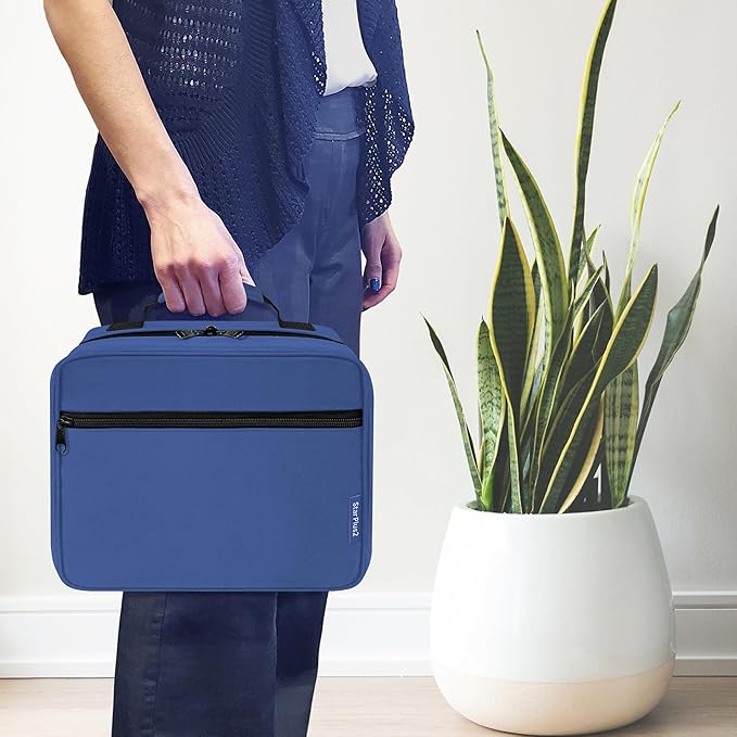 Large Pill Bottle Organizer - 10 Pockets Medicine Bag for Travel & Home Storage - Blue