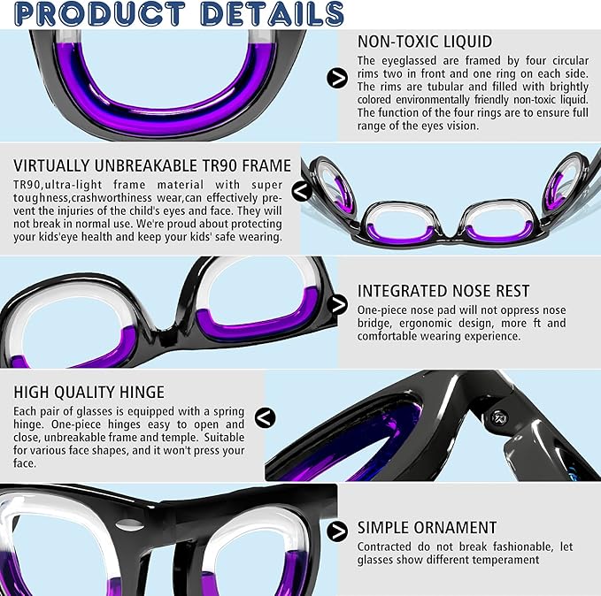 Hion Kids Anti-Motion Sickness Smart Glasses (for 3-8 Year Olds) – Ultra-Light Portable Nausea Relief Liquid Glasses for Carsickness, Airsickness, Seasickness – Kids Travel/Cruise Essentials (White)