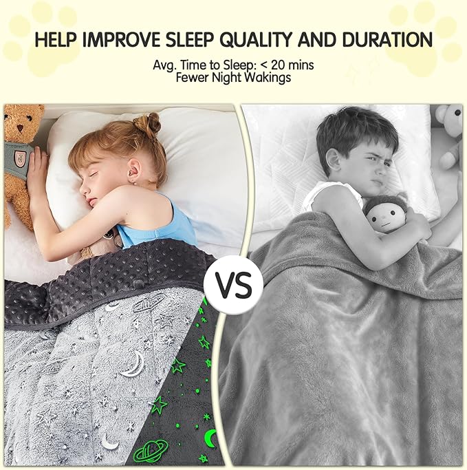 yescool Weighted Blanket 5 Pounds Weighted Lap Blanket, Glow in The Dark Star Heavy Blankets, Warm Minky Weighted Throw Blanket Gifts for 40-60lbs, 36"x48"