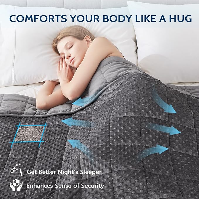 L'AGRATY Weighted Blanket for Adult - 60"x80" 25lbs Minky Dots Heavy Blanket with Glass Beads Soft Breathable for All-Season Summer Fall Winter Thick Comfort for Sleeping