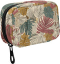 Fustylead Vintage Tropical Line Art Palm Leaves Pill Organizer for Purse, Weekly Portable Pill Box with Zipper to Storage Vitamins Fish Oils Medications Supplements