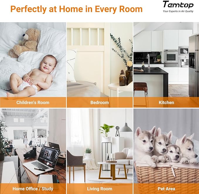 Temtop P1 Air Quality Monitor, PM2.5/PM10/Temperature/Humidity Sensor with Bluetooth App, AQI Tracking & Portable Design for Home, Office, Car, and Travel Use
