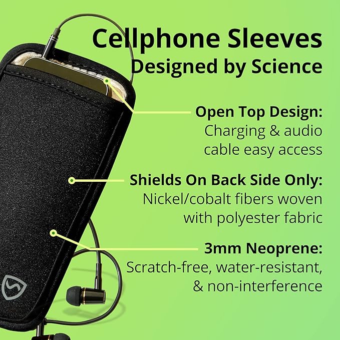 SYB Shield Your Body Anti Radiation Cell Phone Pouch, Cell Phone Sleeves for Blocking EMF, Radiation Blocker for Cell Phone, Black, for Phones Up to 2.75-inches Wide (3.75 x 6.75 in. Pouch Size)