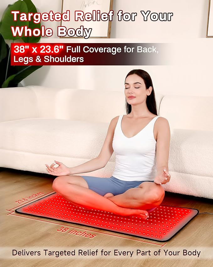 Medical-Grade TPU Red Light Therapy Mat for Body, Infrared Light Therapy with 660nm & 850nm LEDs, Light Therapy Blanket for Back & Joint Comfort, FSA&HSA Eligible, 400 LEDs, 38" x 23.6"