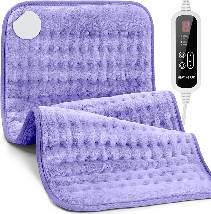 Heating Pad for Back Pain Relief - 24"x12" Electric Heat Pad,6 Heat Settings & 4 Auto Off, Machine Washable,Overheat Protection,for Shoulders,Neck,Period Cramps,Gifts for Women Mom Her Wife [Purple]